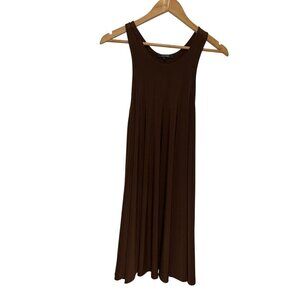 Norma Kamali Brown Sleeveless Midi Swing Dress Medium Polyester Blend Womens